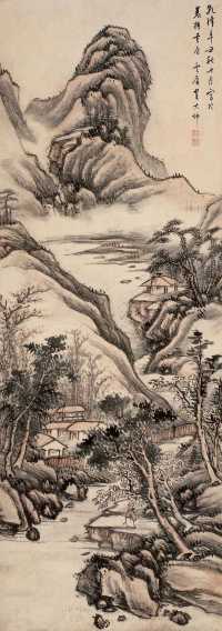 翟大坤 1781年作 空谷赏秋图 立轴
